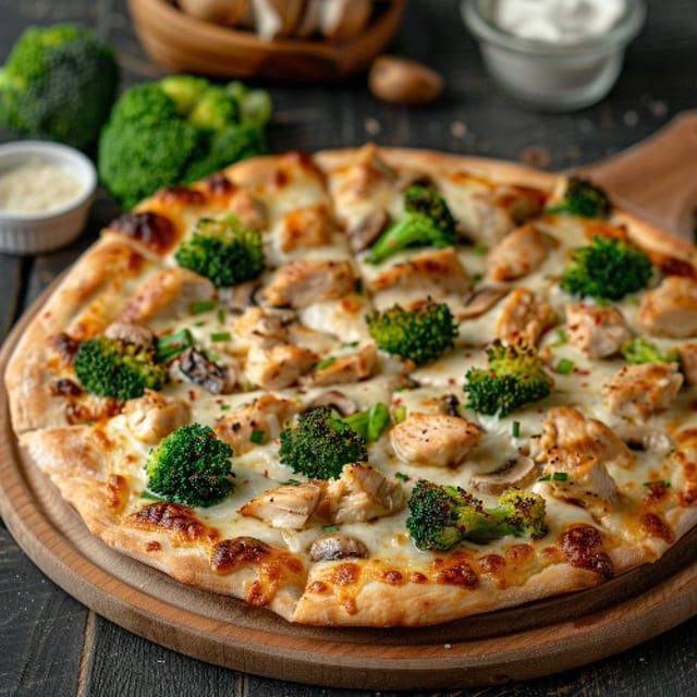 (Medium 14") Chicken Alfredo Pizza.